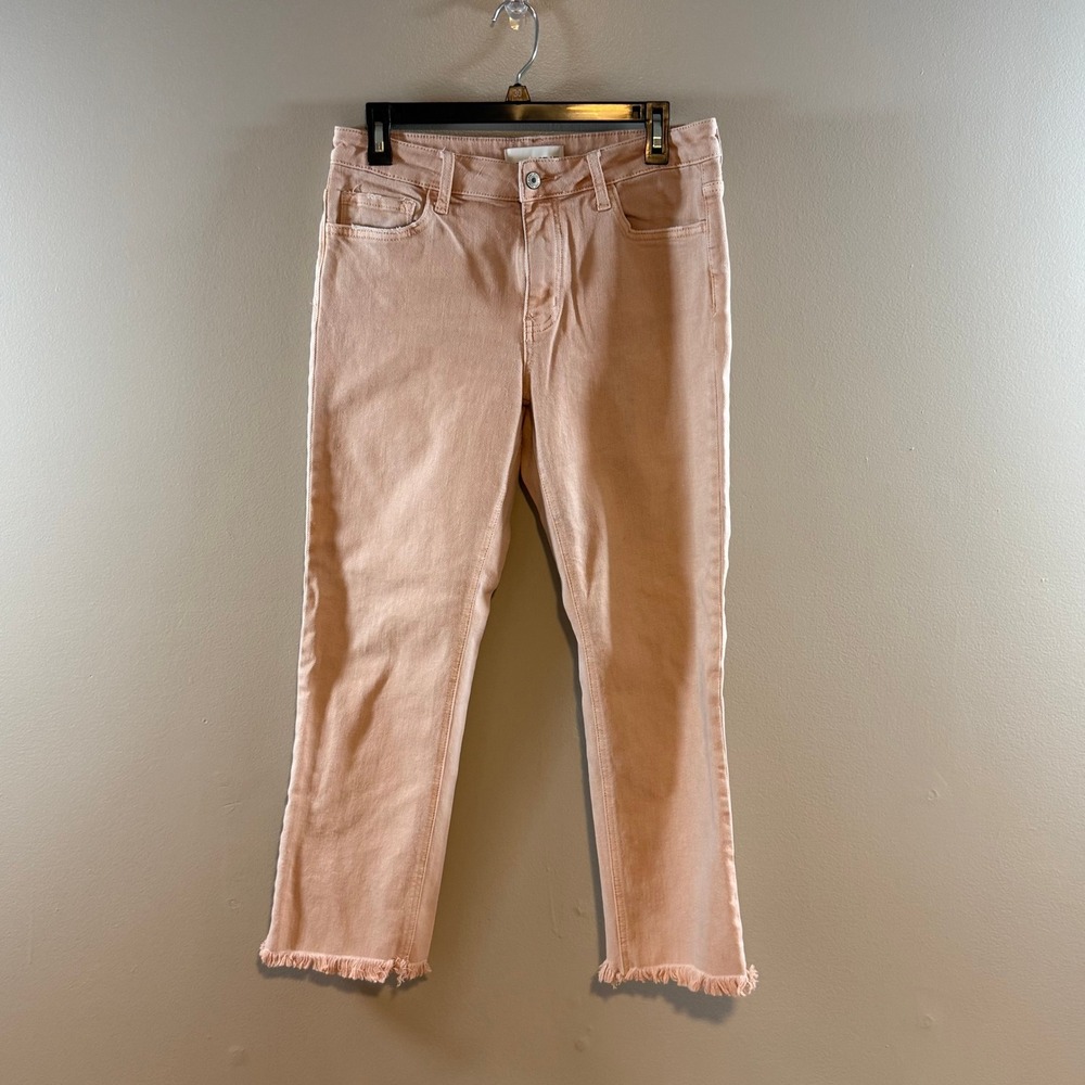 Vervet Los Angeles Womens Peach Pink Cropped Raw Hem Jeans V3370PP Size 30